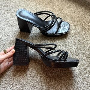 Elegant Black Strappy Women's Heels